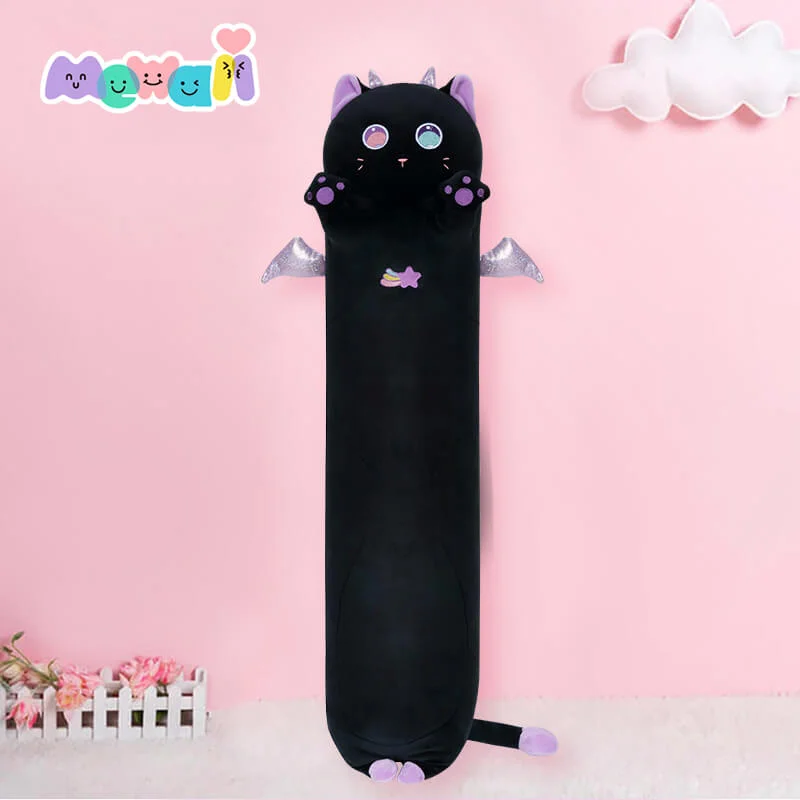 Mewaii Long Cat Plush Purple Magic Cat Big Eyed Stuffed Animal Kawaii Plush Pillow Squishy Toy