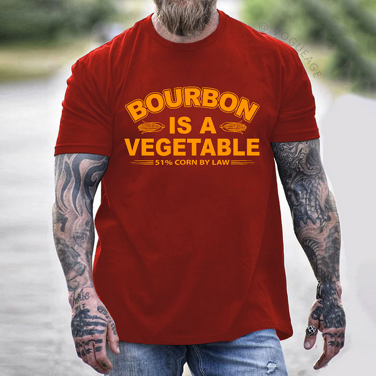 Bourbon Is A Vegetable 51% Corn By Law Funny Print T-shirt