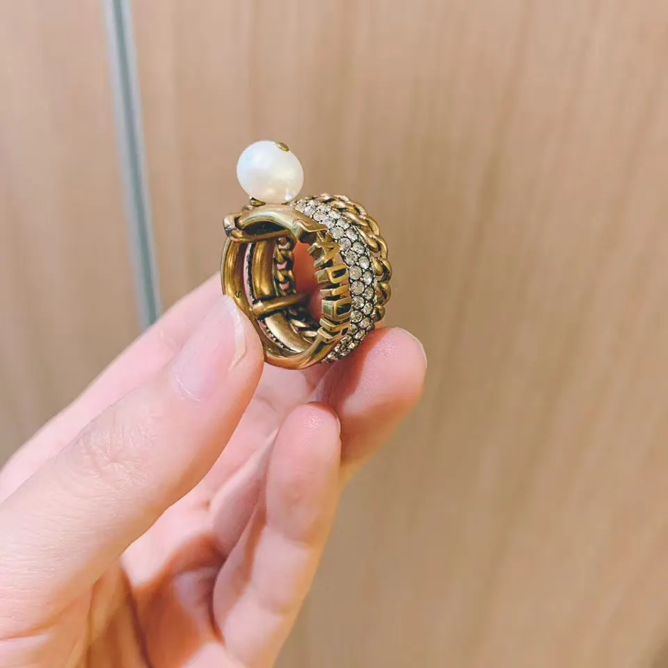 JADIOR 3 Layers Pearl Dangle Ring