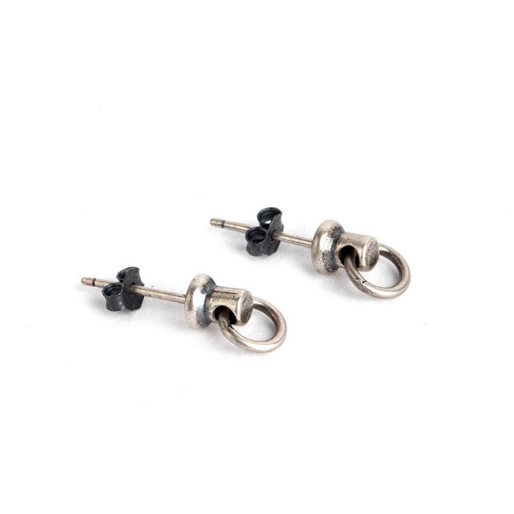 Sterling Silver Pull Tab Door Ring Earrings