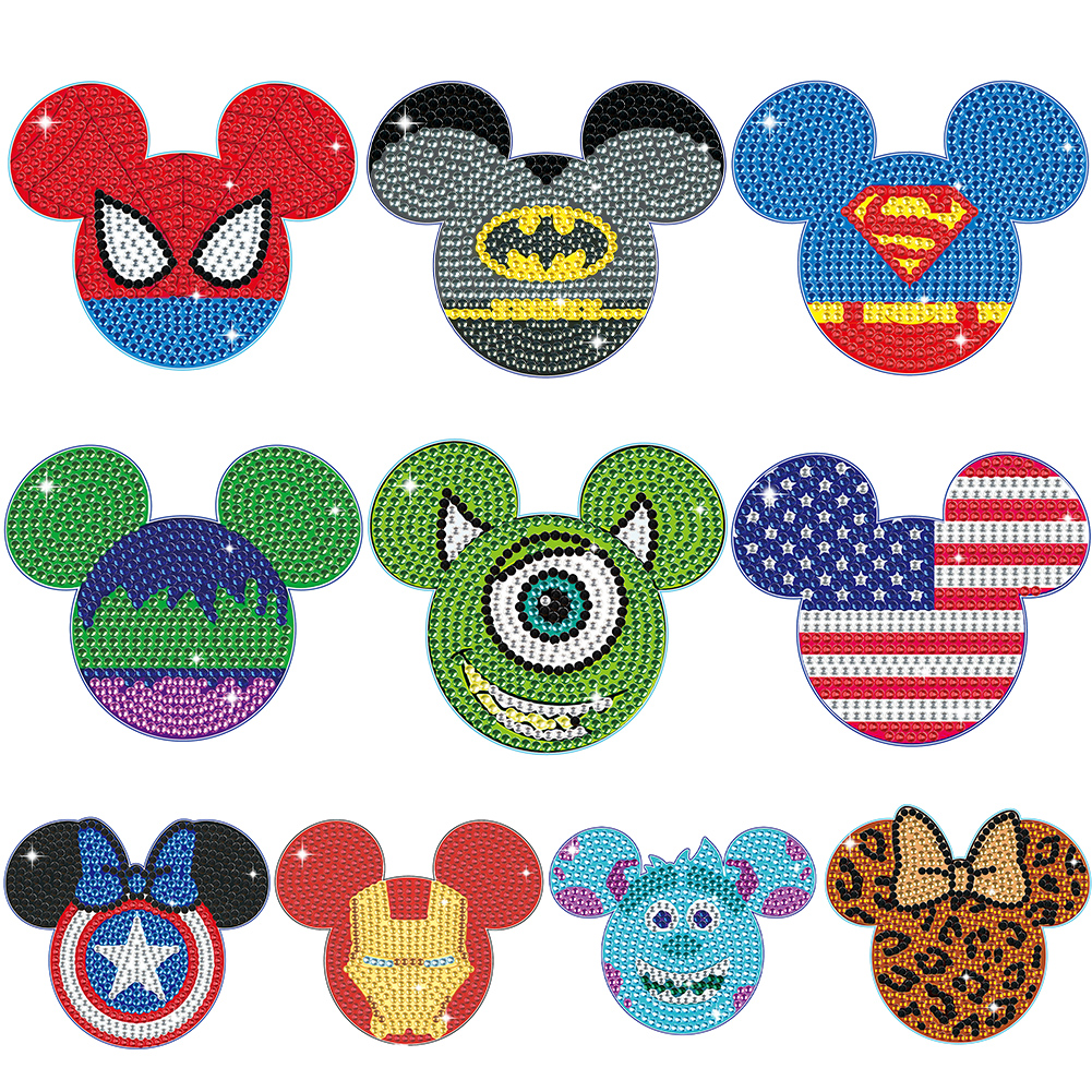 1-8Pcs Disney Diamond Painting Coasters DIY Stitch Mickey Mouse