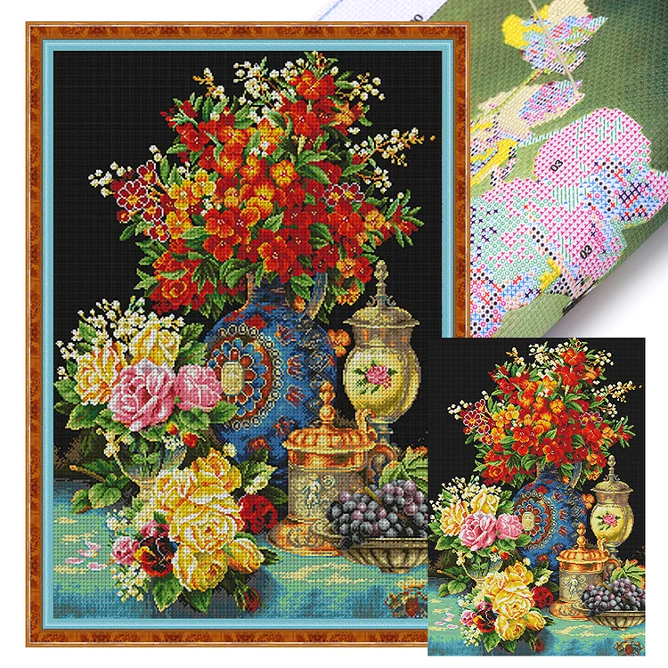 Spring-Blooming Flowers 14CT (55*75CM) Stamped Cross Stitch gbfke