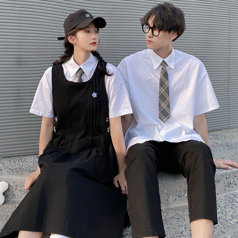 Girlfriend Boyfriend Shirt Tie Overalls Pants JK Uniform Set