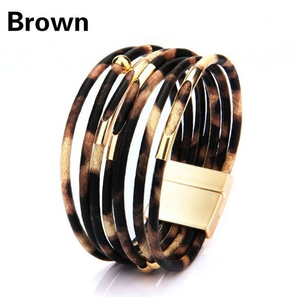 Fashion 3 Colors Leopard Leather Bracelets for Women Fashion Bracelets & Bangles Elegant Multilayer Wide Wrap Bracelet Jewelry