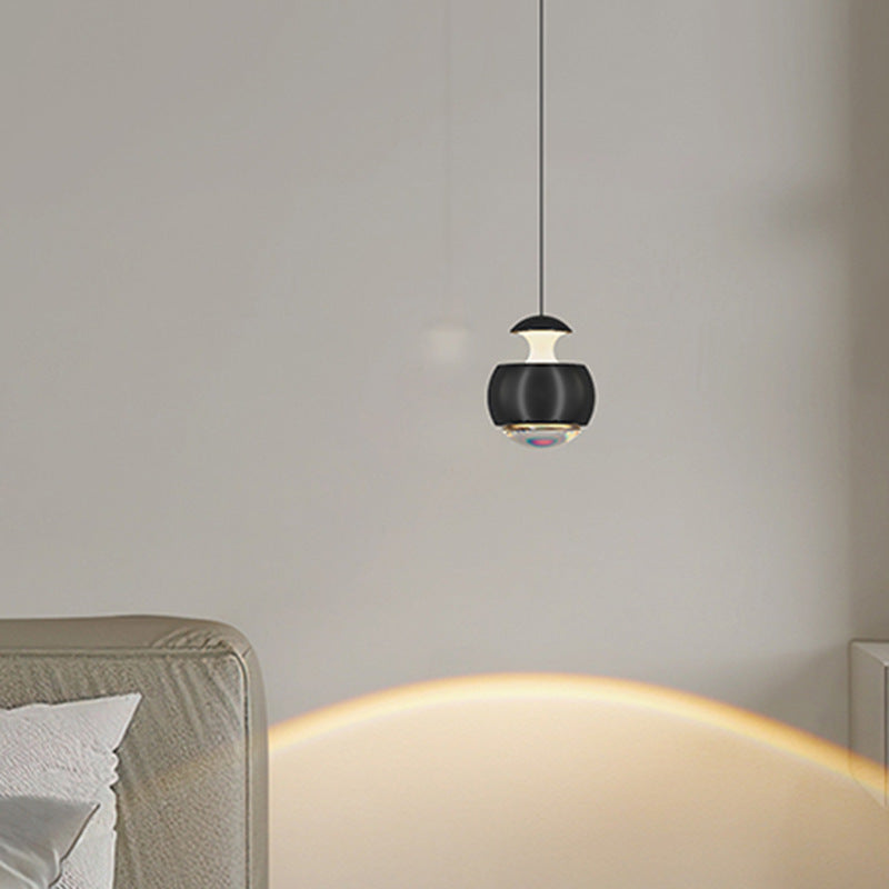Modern Minimalist Liftable Orb Acrylic Iron LED Pendant Light For Living Room