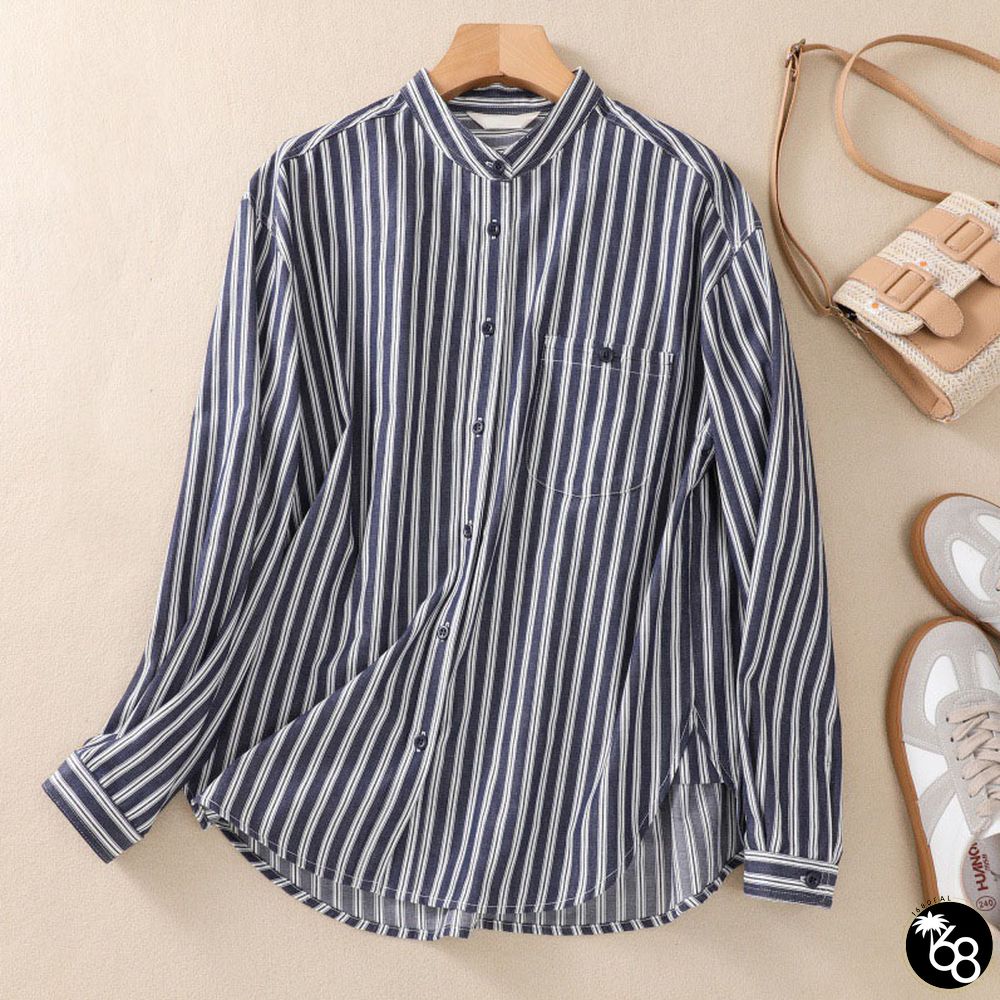 Chic Zebra Stripes Long -sleeved Shirt | 168DEAL