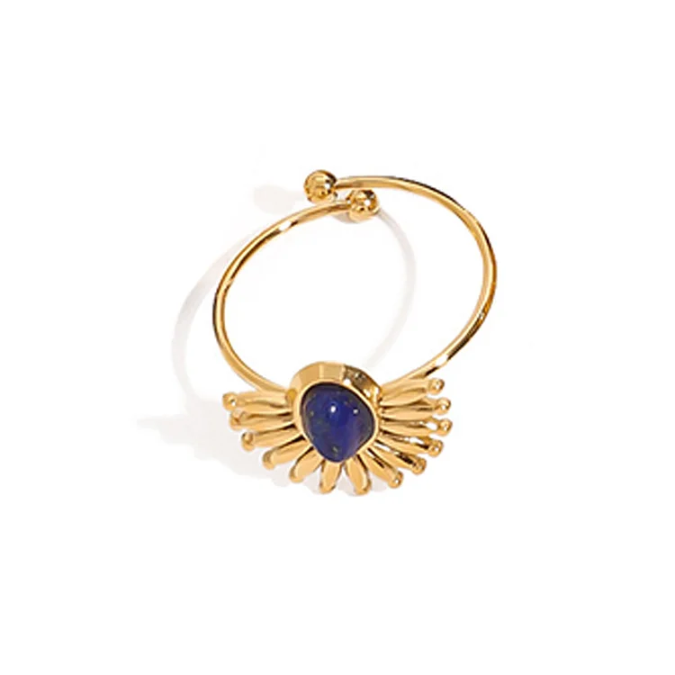 Irregular sunflower natural stone ring