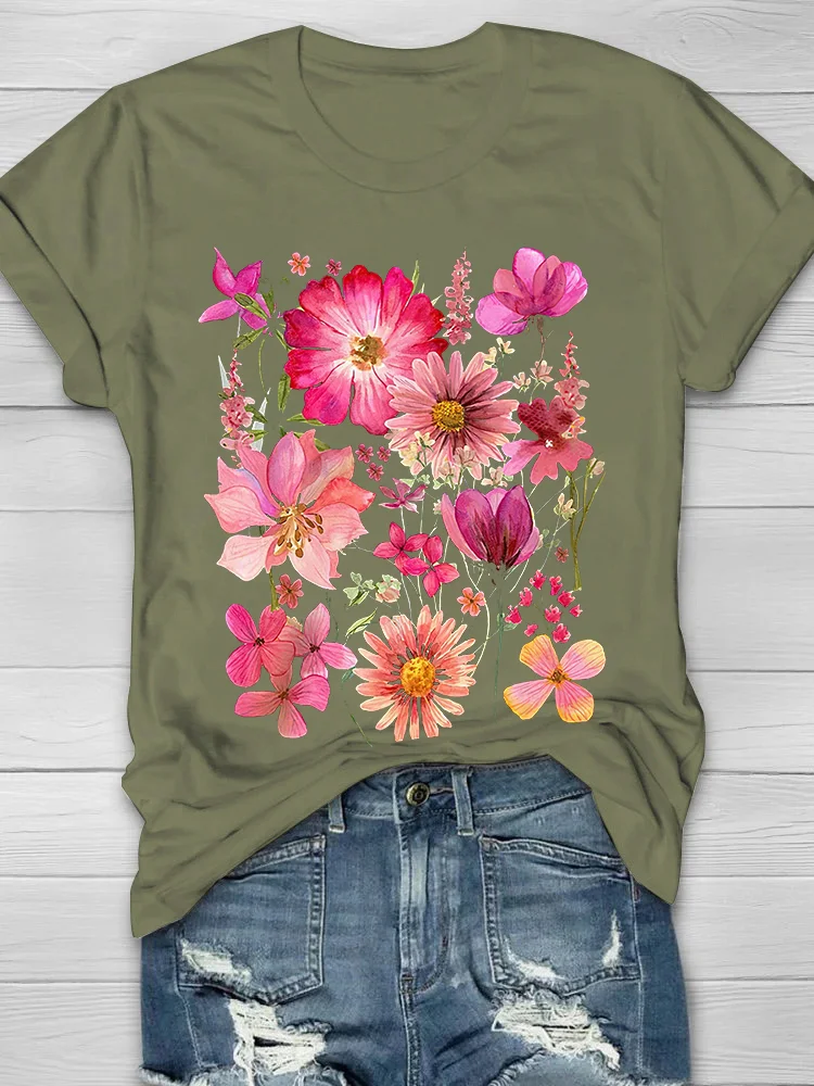 Vintage Flowers Print Women's T-shirt