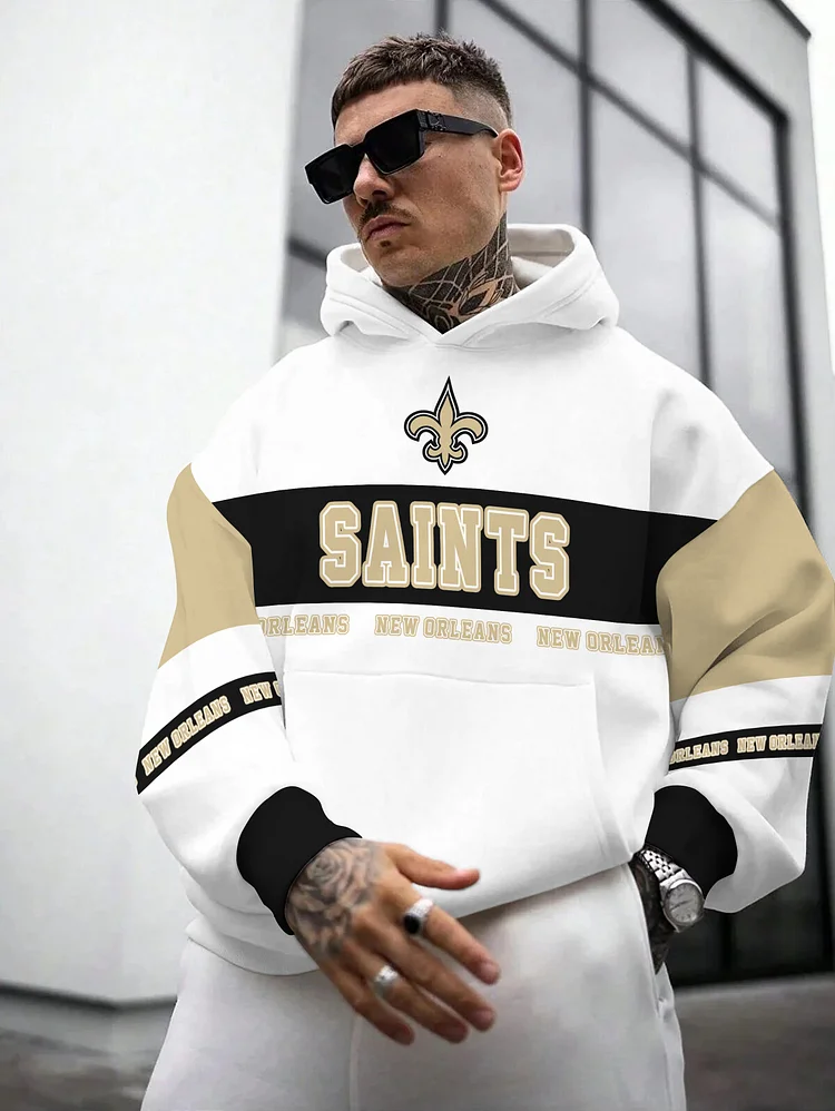 New Orleans Saints  Printed Hooded Pocket Pullover Hoodie