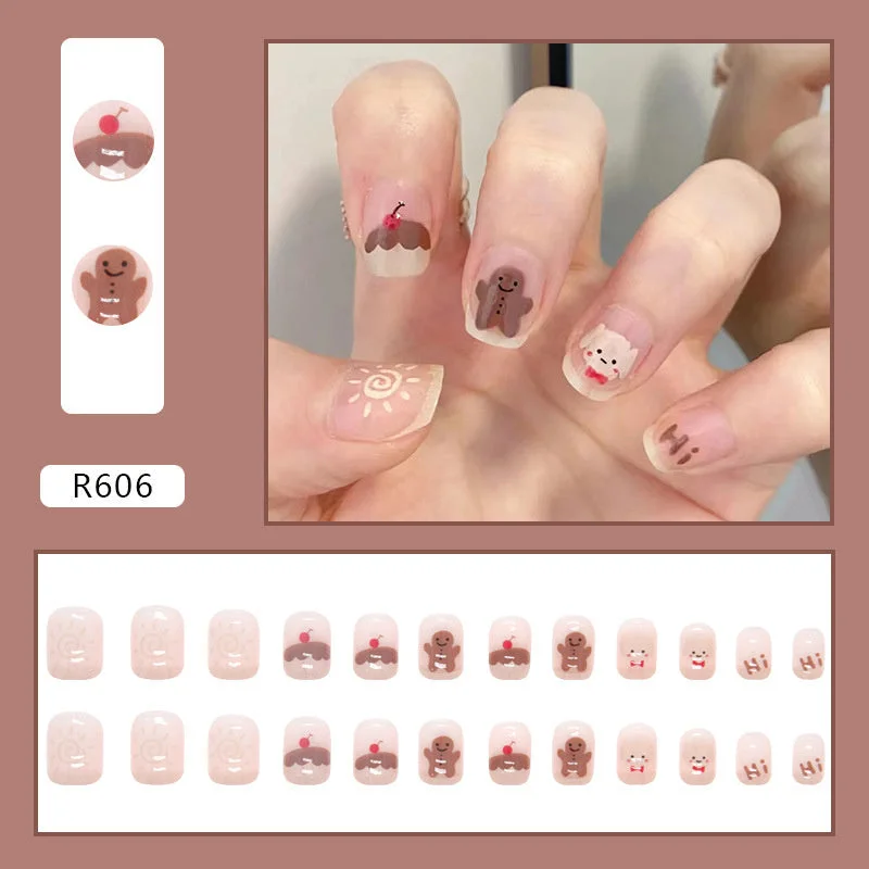 Women's Art Removable Fake Nail Autumn and Winter Sweet Cool Series Glue Provided Wearable Nail