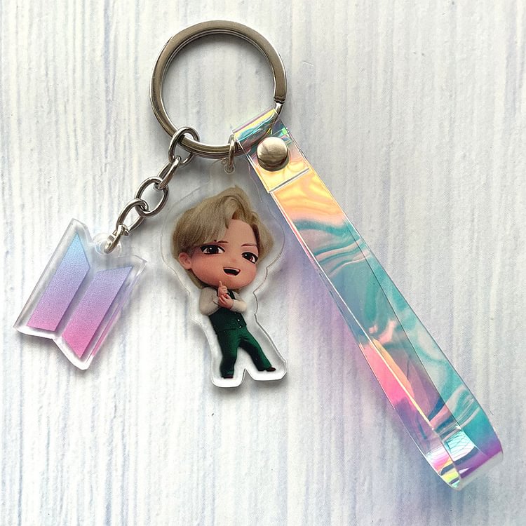 Laser strap BTS animated keychain