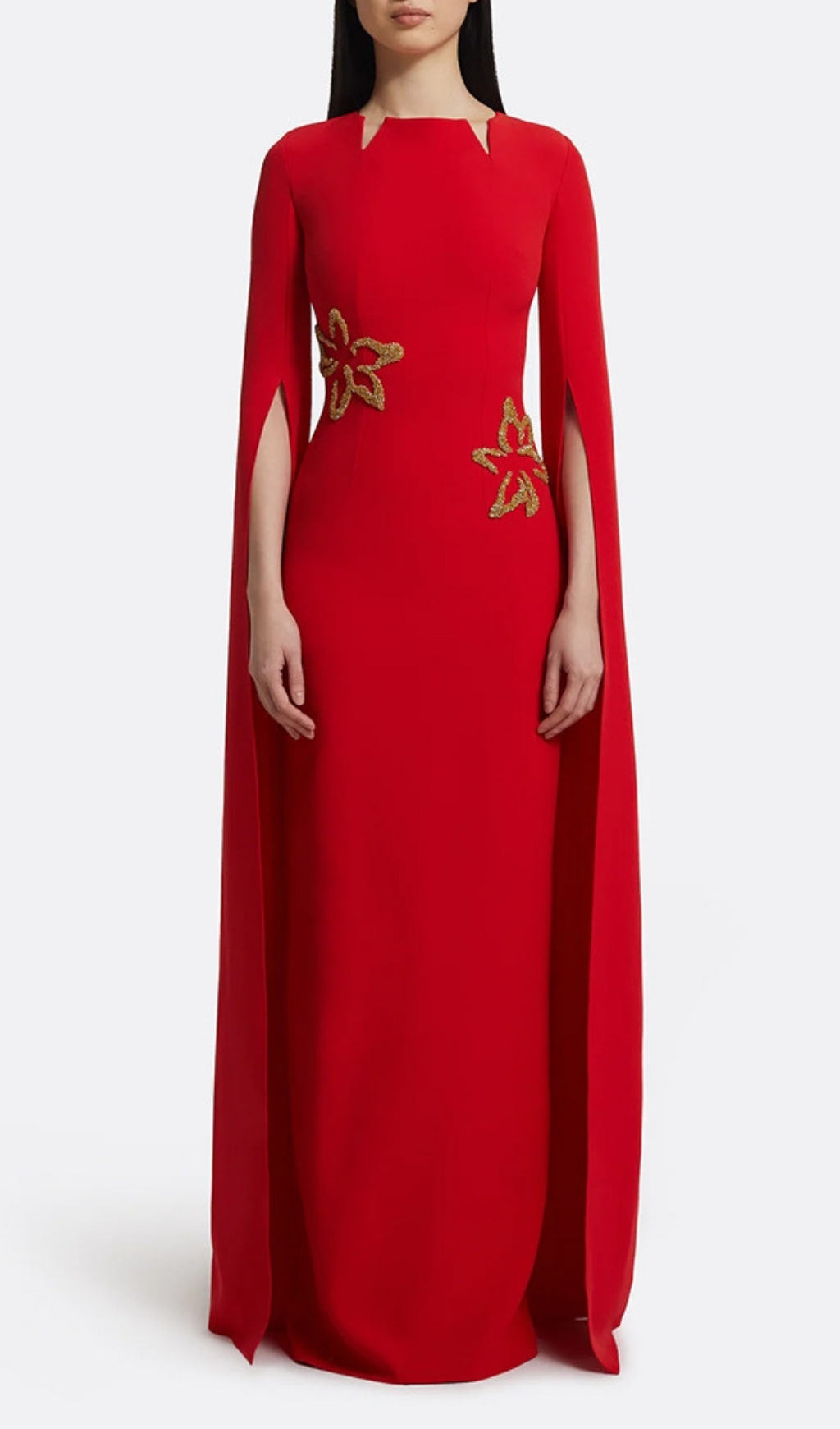 Flowering Girl Women Ellera Red Long Sleeve Embellished Maxi Dress