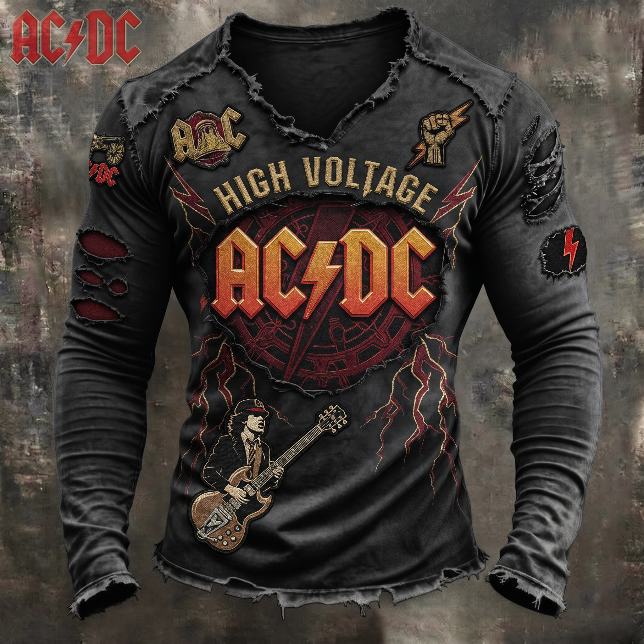 Men's Vintage AC/DC V-neck T-shirt