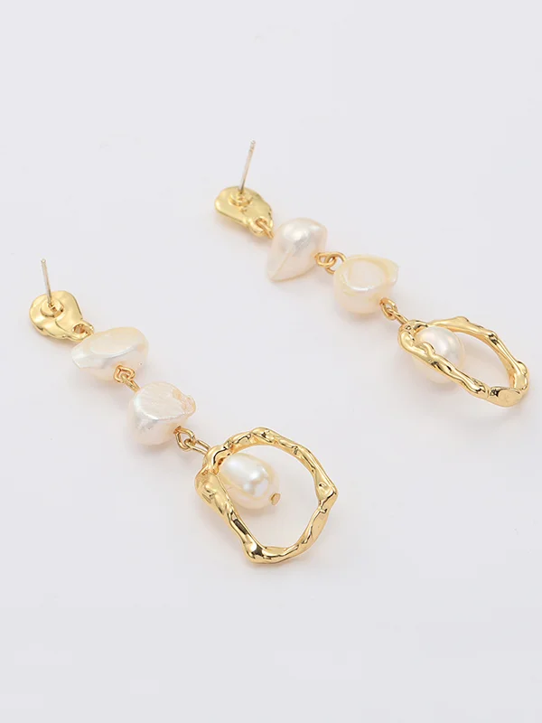Geometric Pearl Split-Joint Eardrop Earrings Accessories