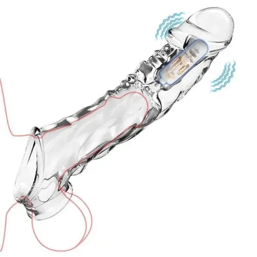 pornhint Pornhint Male Penis Extension Vibrator Sleeve Cock Ring Erection Enhancer Reusable Condom