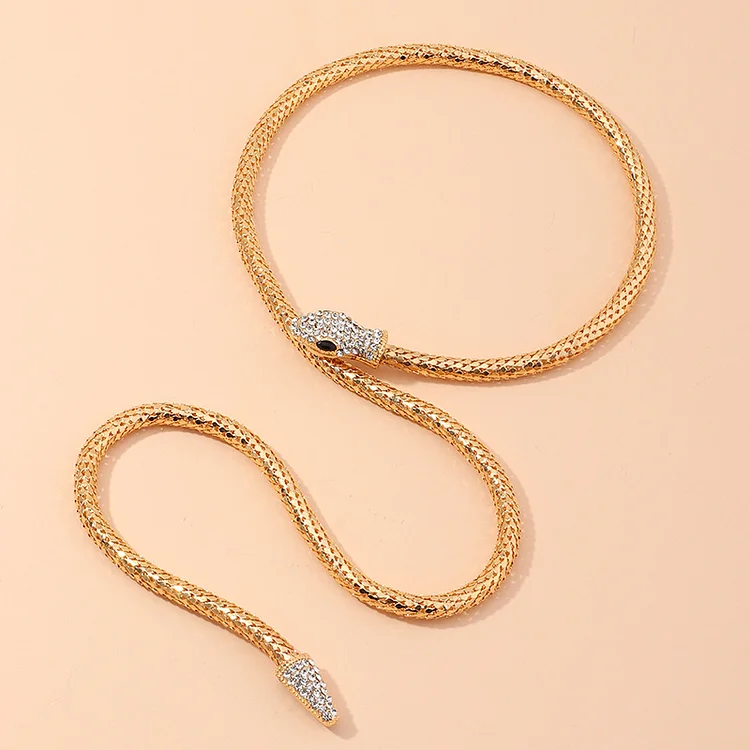 Nz1675 Na Beading Retro Fashion Snake Diamond-Studded Necklace Snake-Shaped Bracelet Wrist Ring