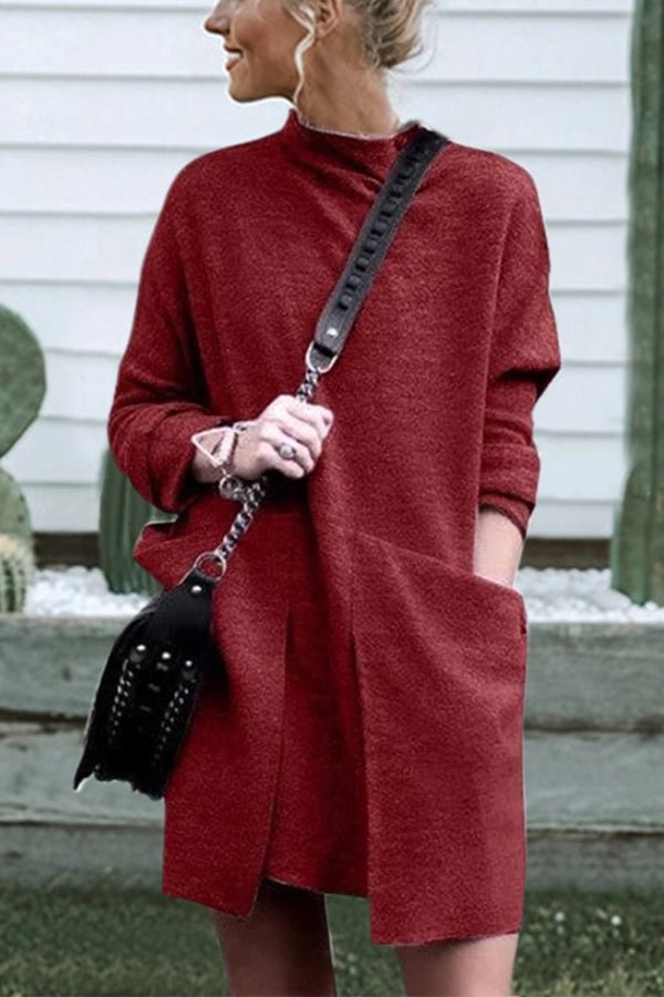 Solid Pockets Scoop Cotton Dress - BlackFridayBuys