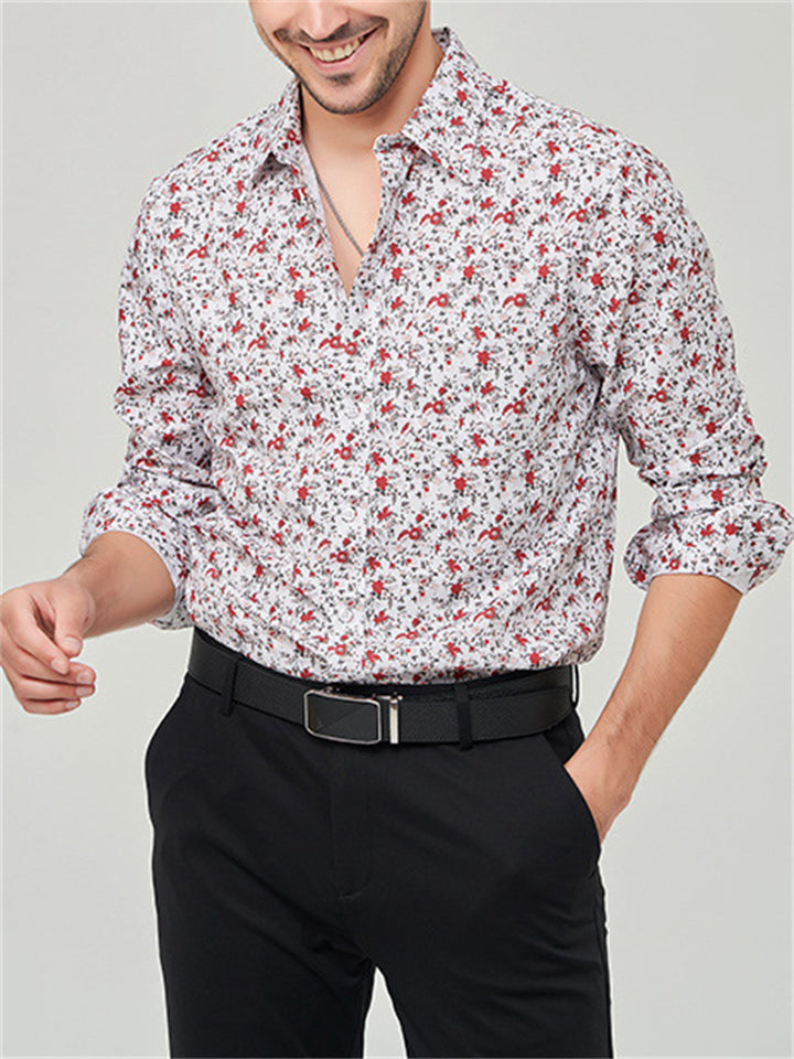 thdmladies Stylish Printed Turn-down Collar Holiday Shirt for Male thedmladies