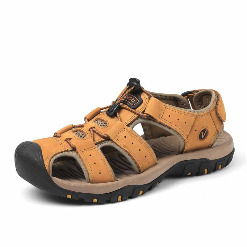 thesupersurf Synthetic Leather Men's Sport Sandals with Breathable Mesh and Adjustable Straps for Outdoor Hiking and Casual Wear