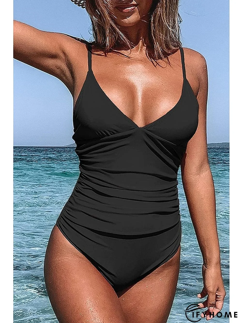 Women's Swimwear One Piece Normal Swimsuit Open Back Solid Color Light Blue Black Yellow Army Green Navy Blue Bodysuit Bathing Suits Sports Summer | IFYHOME
