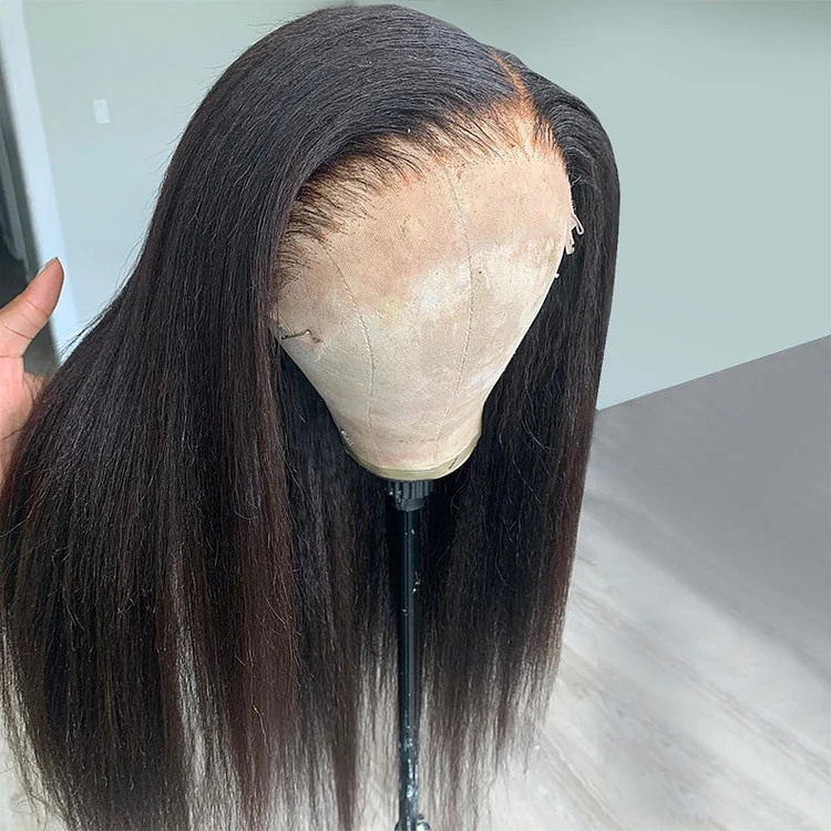 Kinky Straight 13x6 Lace Frontal Wig Deep Hairparting