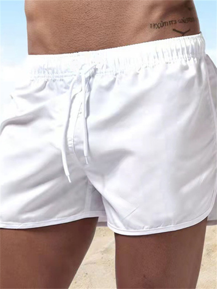 Men's C Solid Color Summer New Beach Pants Beach Shorts Men's Large Size Three-quarter Pants Summer Beach Surf Shorts