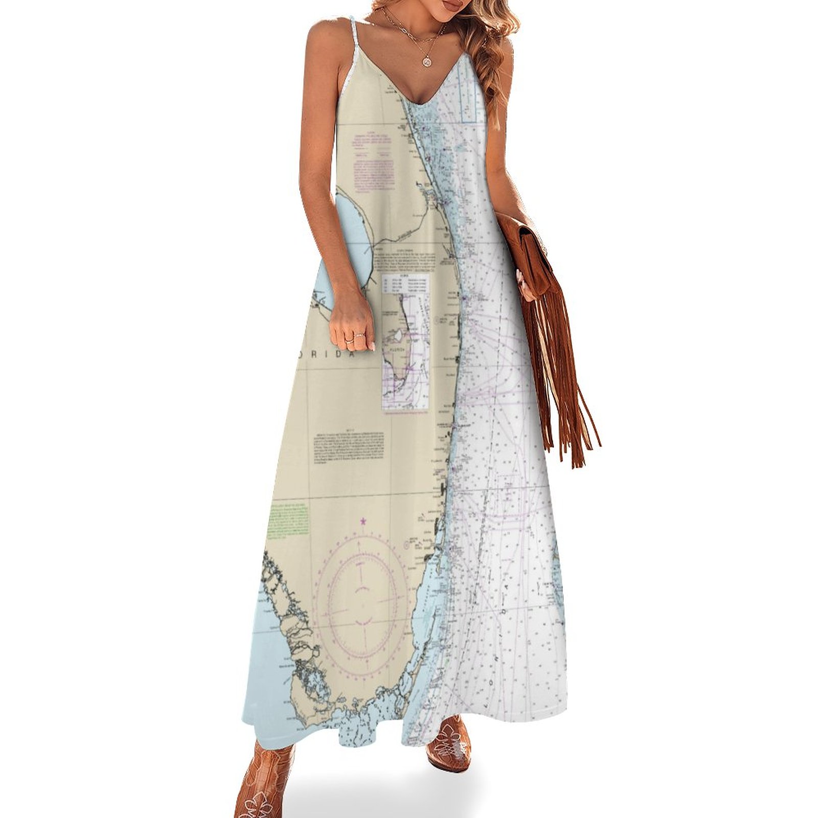 blue dress for baby girl Nautical Print Beach Maxi Dress 522211 Blue / One Size Fits Most