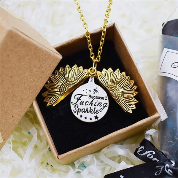 Because I Fucking Sparkle Sunflower Necklace
