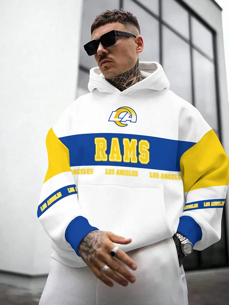 Los Angeles Rams Printed Hooded Pocket Pullover Hoodie