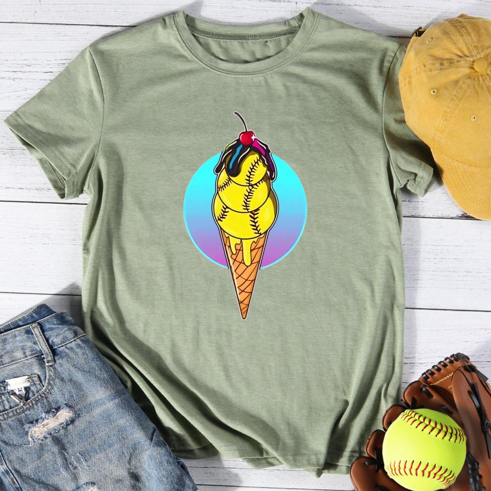 Softball ice cream Round Neck T-shirt-0025046-Guru-buzz