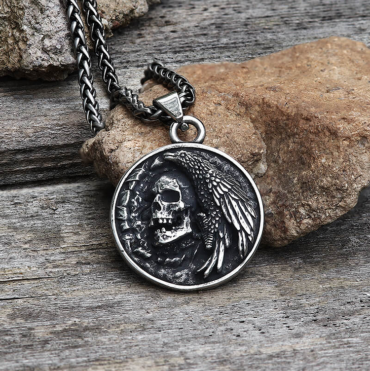 Gothic Skull Eagle Stainless Steel Necklace