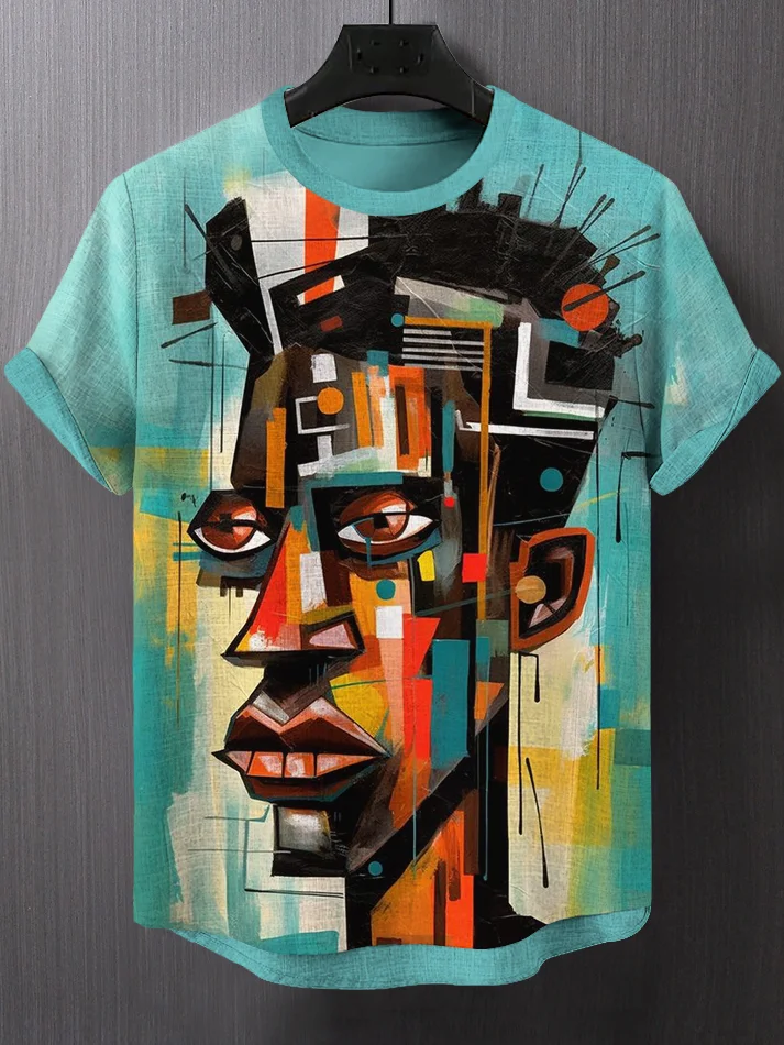 Men's Abstract Black Man Portrait Art Print Casual T-Shirt