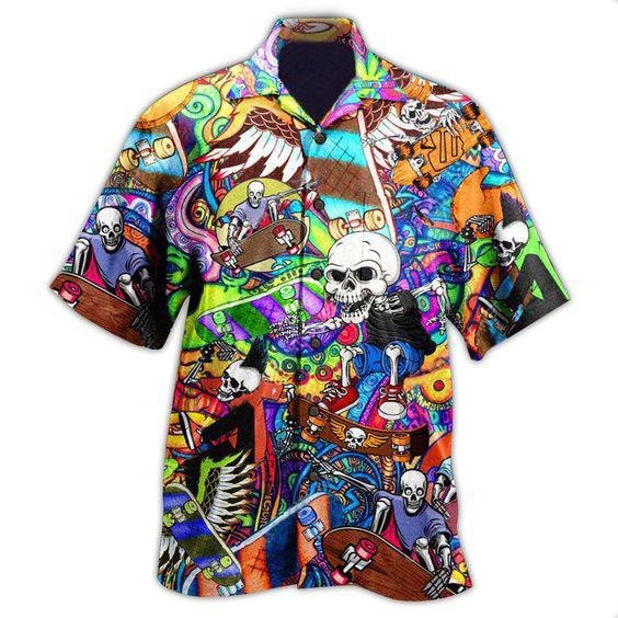 Skull Creative Print Fashion Casual Men's Shirt