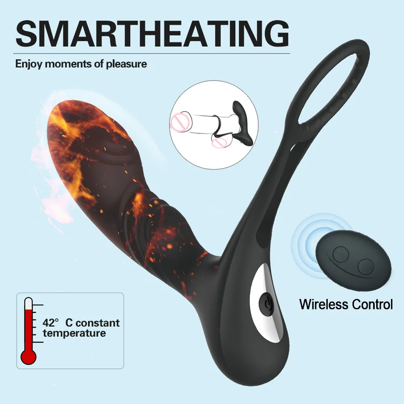 10 Vibration Mode Men Butt Plug Heating Prostate Massager Delay Ejaculation Ring Rosetoy Official