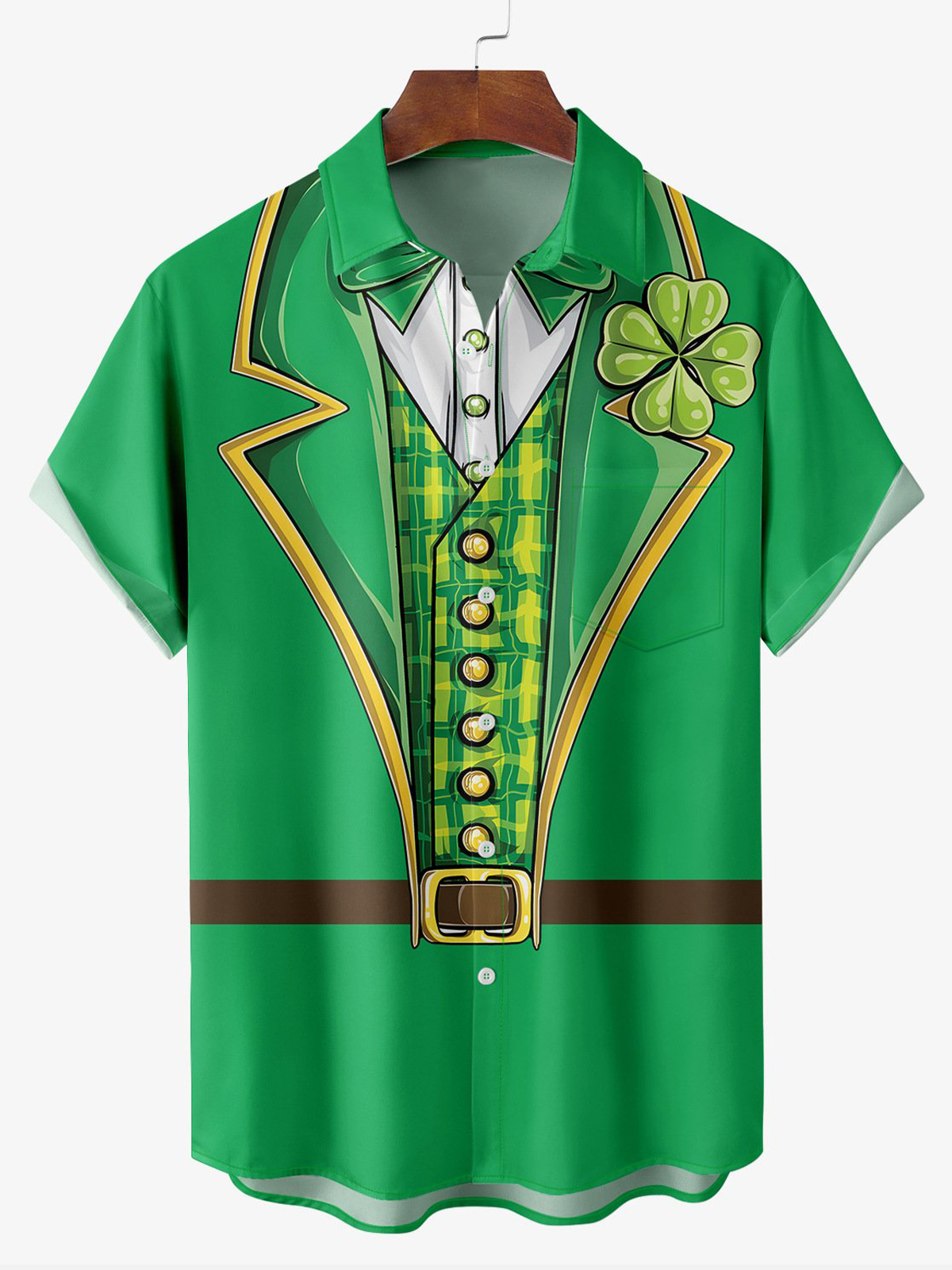 St. Patrick's Day Clothing Printed Short Sleeve Casual Shirt PLUSCLOTHESMAN