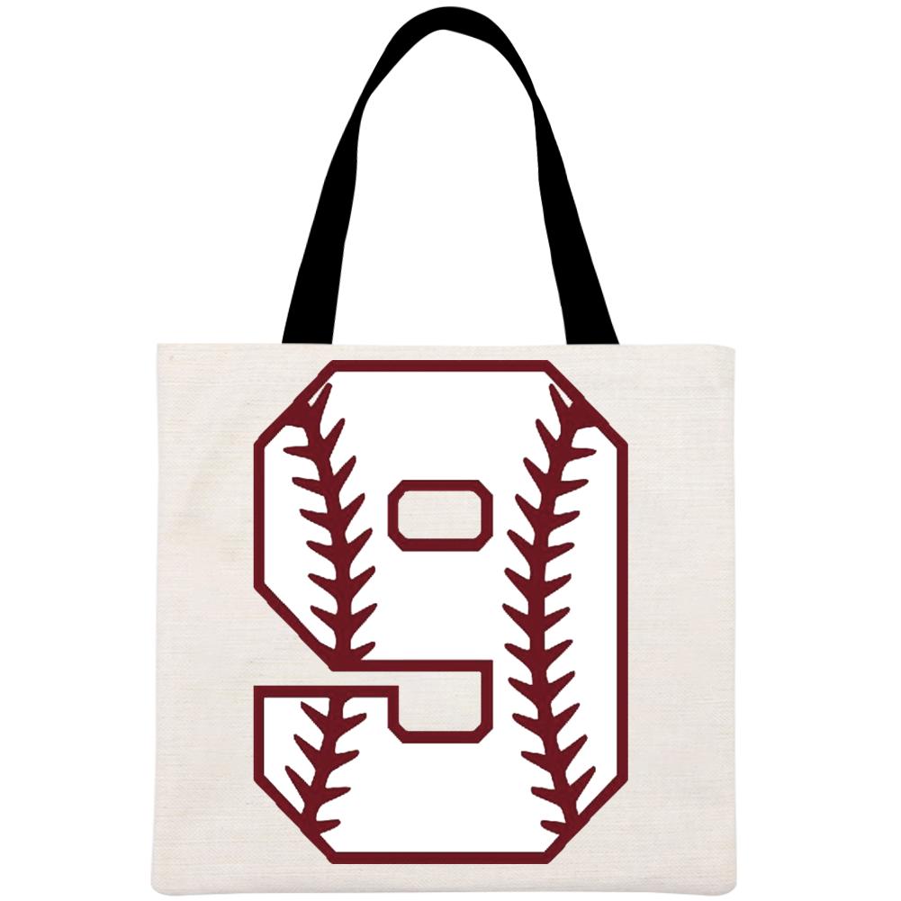 Baseball number 9 Printed Linen Bag-Guru-buzz