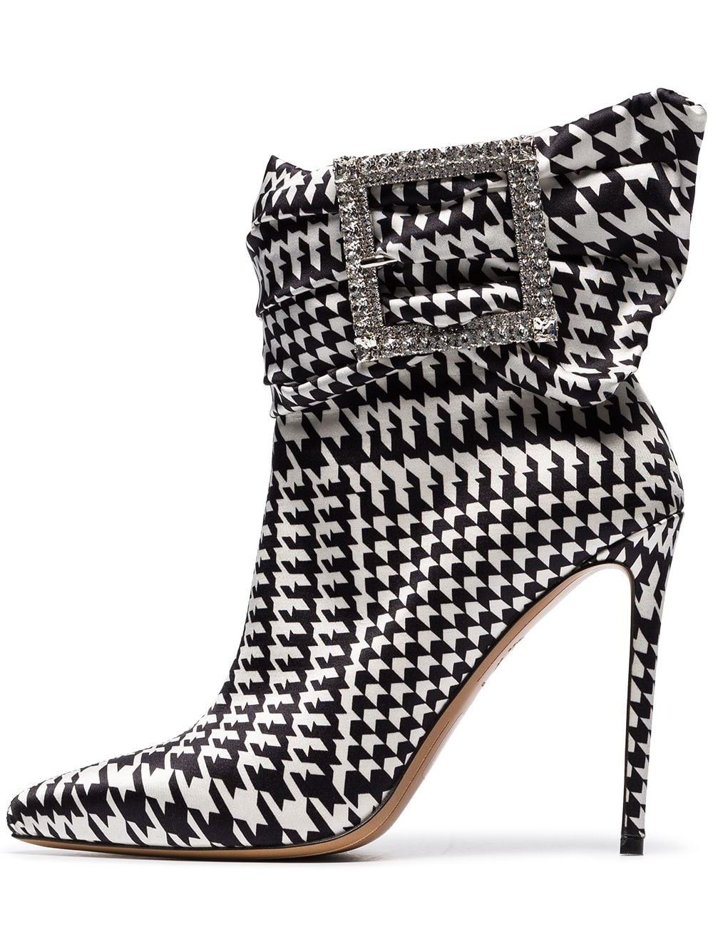 Pointy Toe Rhinestone Buckle Ankle Boots