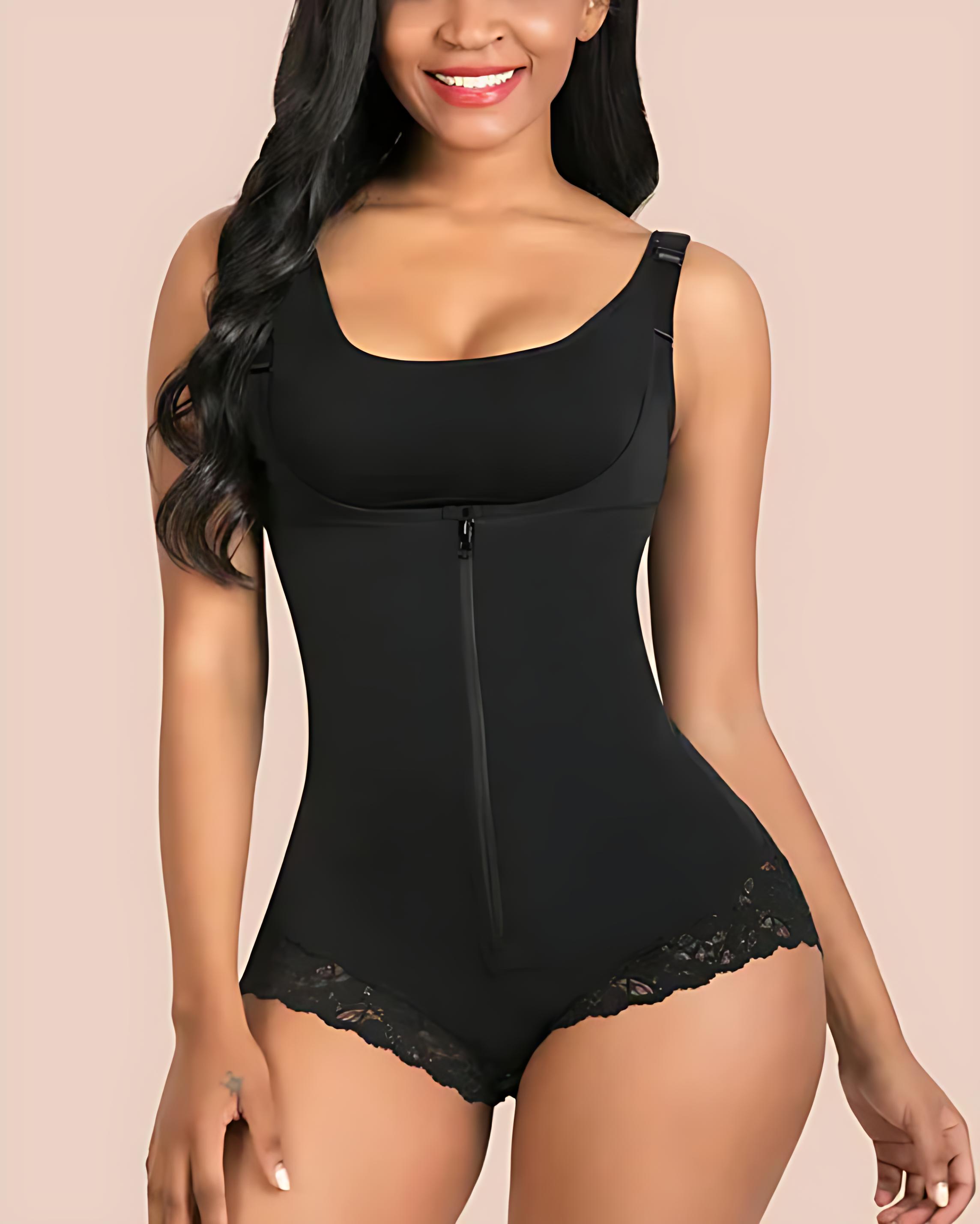 Front Zipper Butt Lifting Body Shaper for Women - Tummy Control Shapewear Shorts with Enhanced Rear & Thigh Slimming