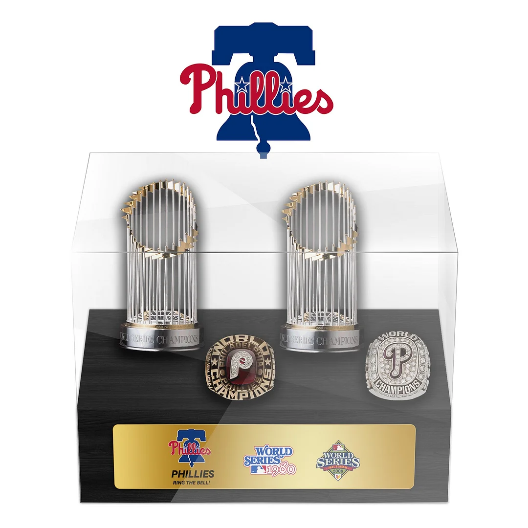 Philadelphia Phillies MLB World Series Championship Trophy And Ring Display Case