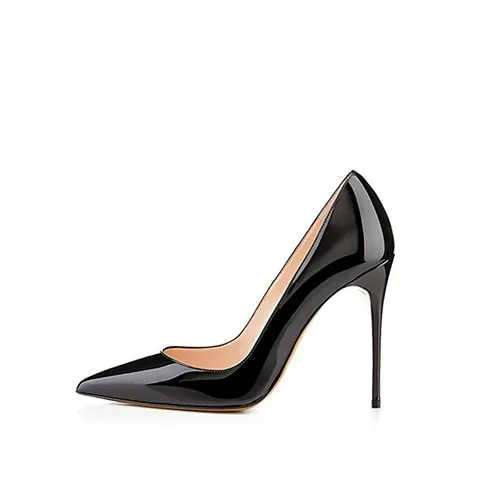 Black Pointed Toe Shoes 8cm 10cm 12cm High Thin Heel