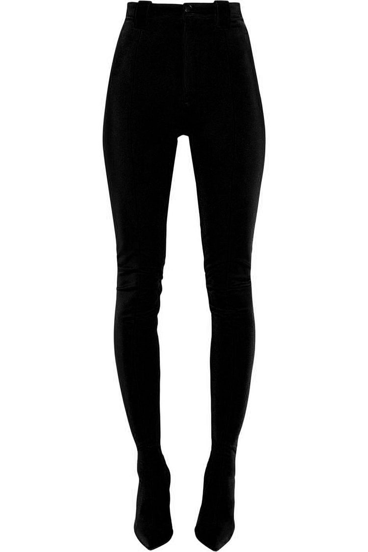 Black Fashion Boots Sexy Stiletto Heels Satin Legging Boots |FSJ Shoes