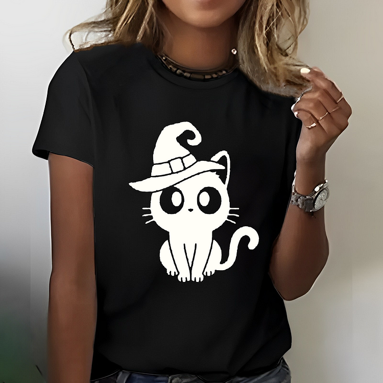 Halloween Womans Cat T-shirt