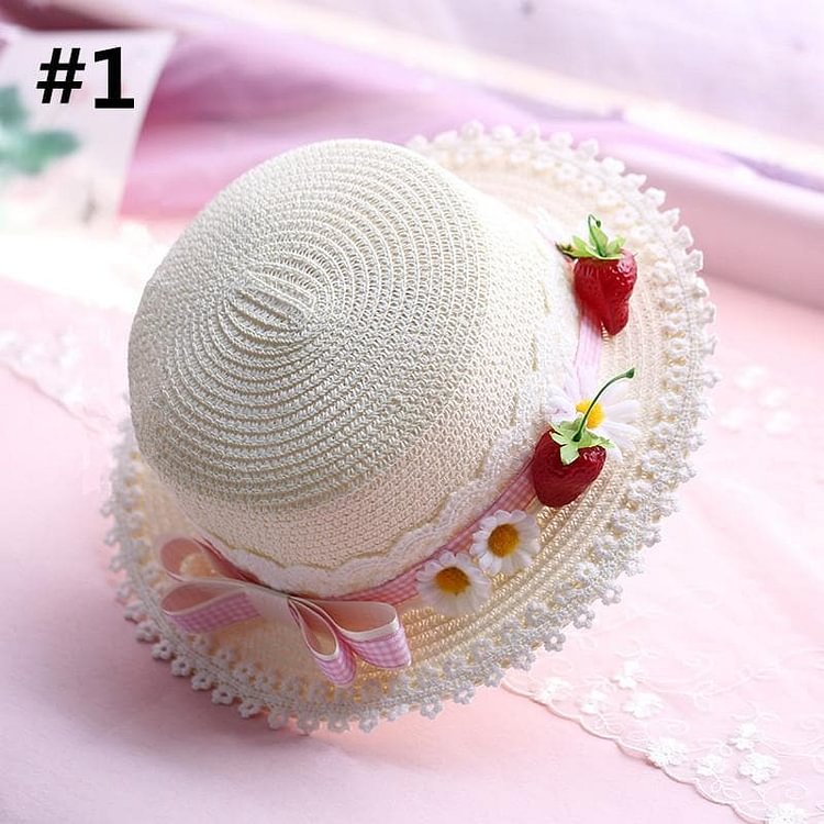 Pink/Red Kawaii Strawberry Bow Hat SP1812611