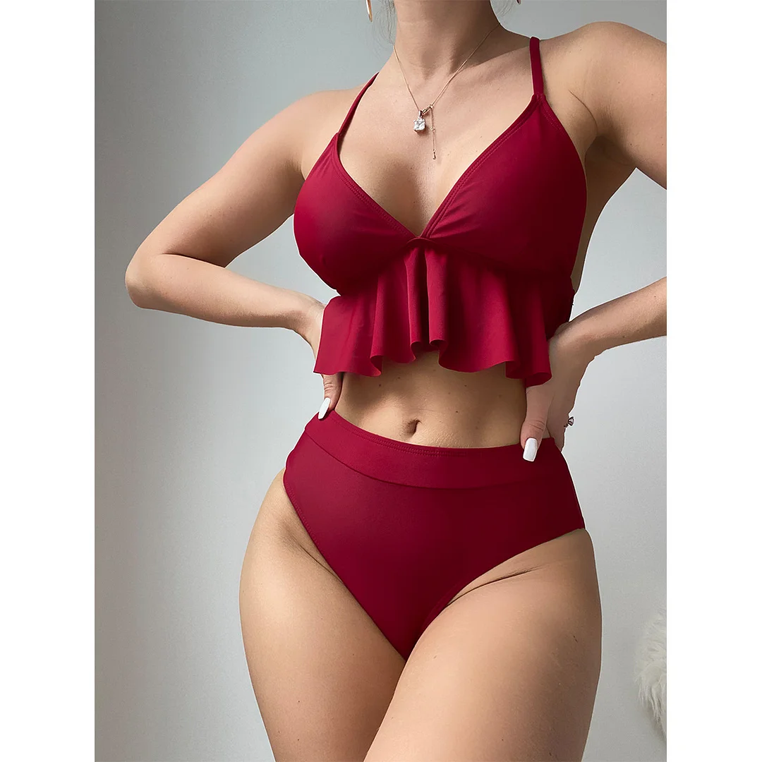 Bikini Split Solid Color Swimsuit