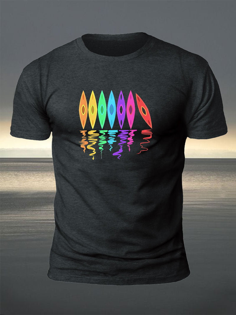 Colarful Kayak Printed Men s T shirt