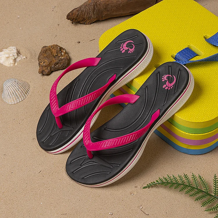 Women's Soft-sole Flat Flip Flops, Non-slip Wear-resistant Beach Slides Shoes, Casual Outdoor Slippers