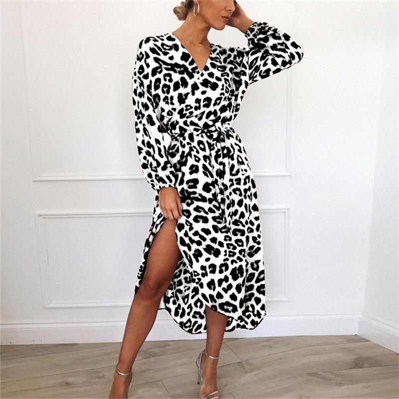 thdmladies Casual leopard V-neck dress thedmladies