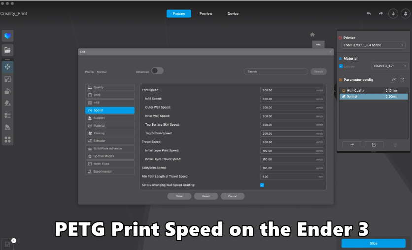 petg print speed ender 3 v3
