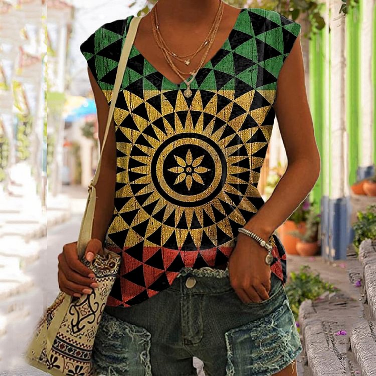 Juneteenth Vintage Print Sleeveless Tank Top