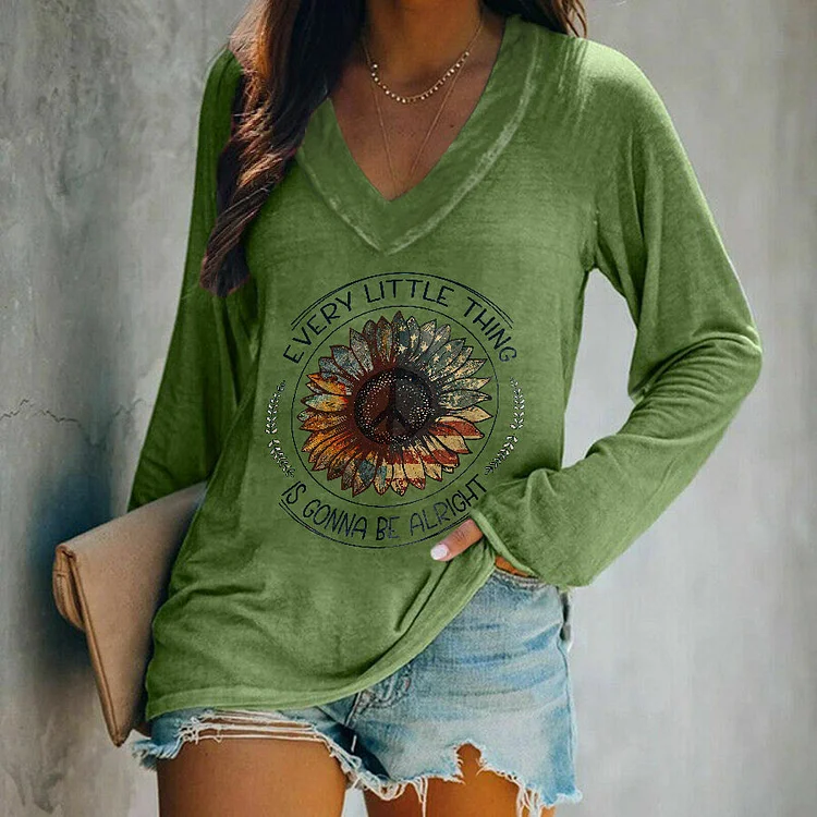 Every Little Thing Is Gonna Be Alright Printed Loose T-shirt socialshop